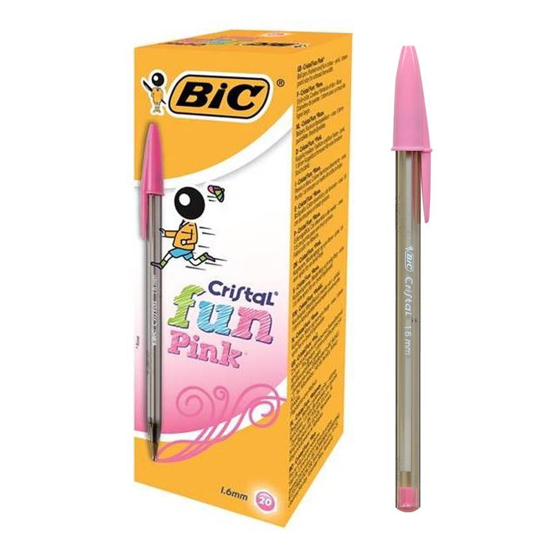 比克Bic Cristal水晶透明笔杆圆珠笔1.6mm 粉红色